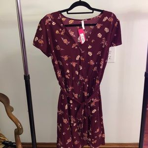 Burgundy and floral dress